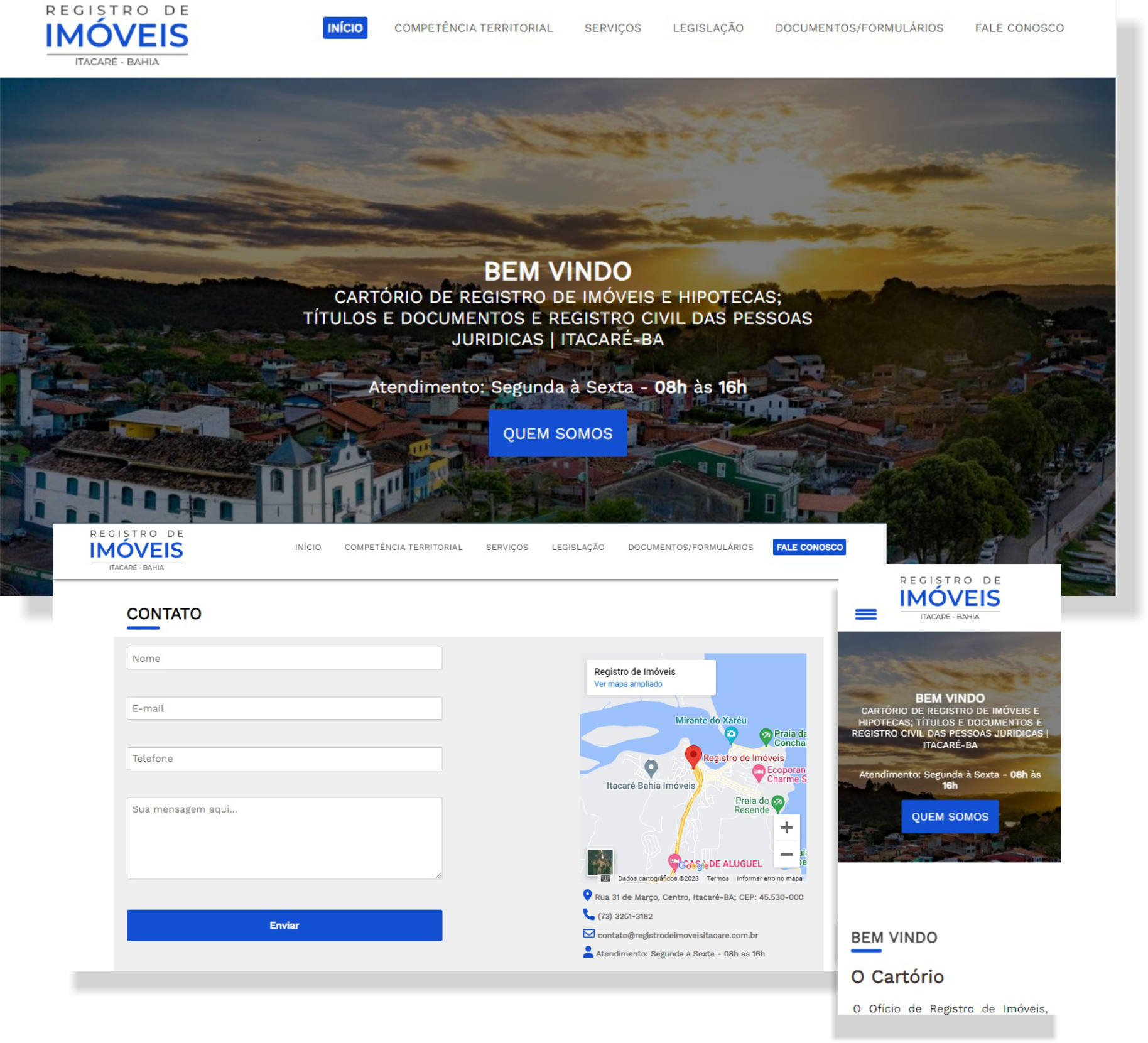 Layout Site Registro de Imóveis Itacaré