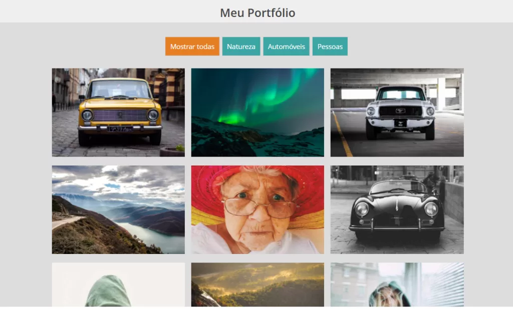 Filtro de imagens com jquery + html5 + css